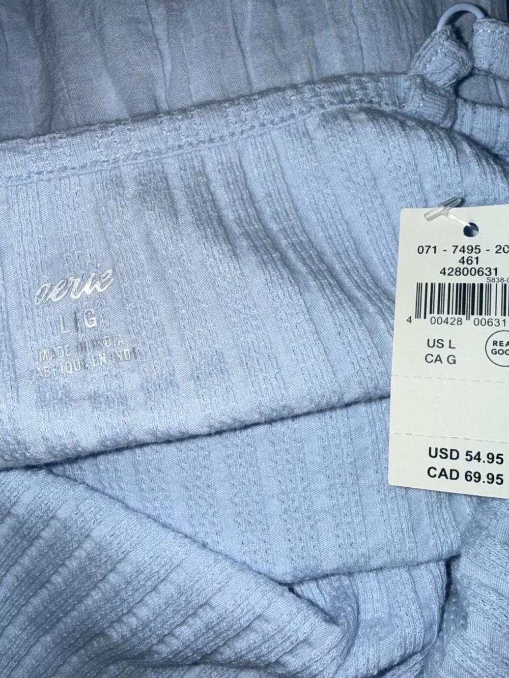 aerie Light Blue Ribbed Tank Top - Picture 6 of 6